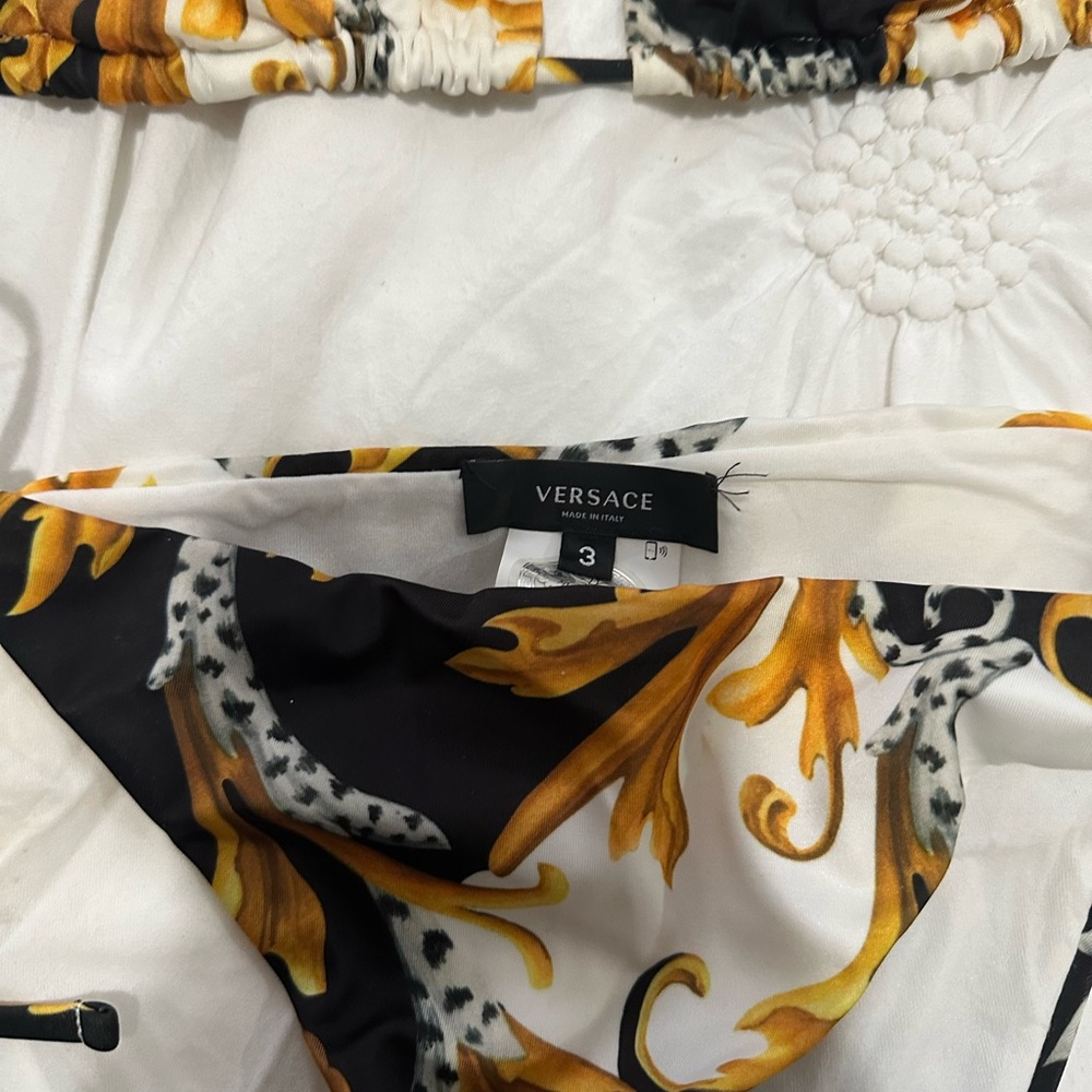 Versace Black & Gold Baroque Triangle Bra Top